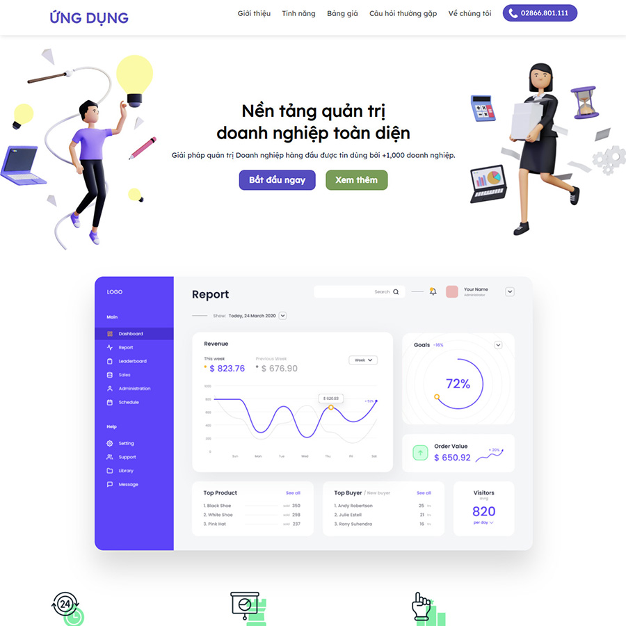 Theme wordpress landing page phần mềm, ứng dụng