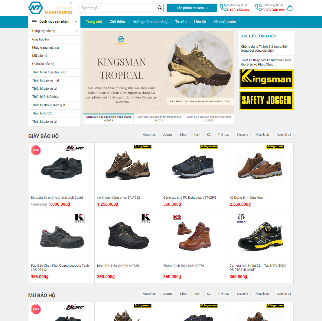 Theme wordpress bán giày bảo hộ, giày thể thao