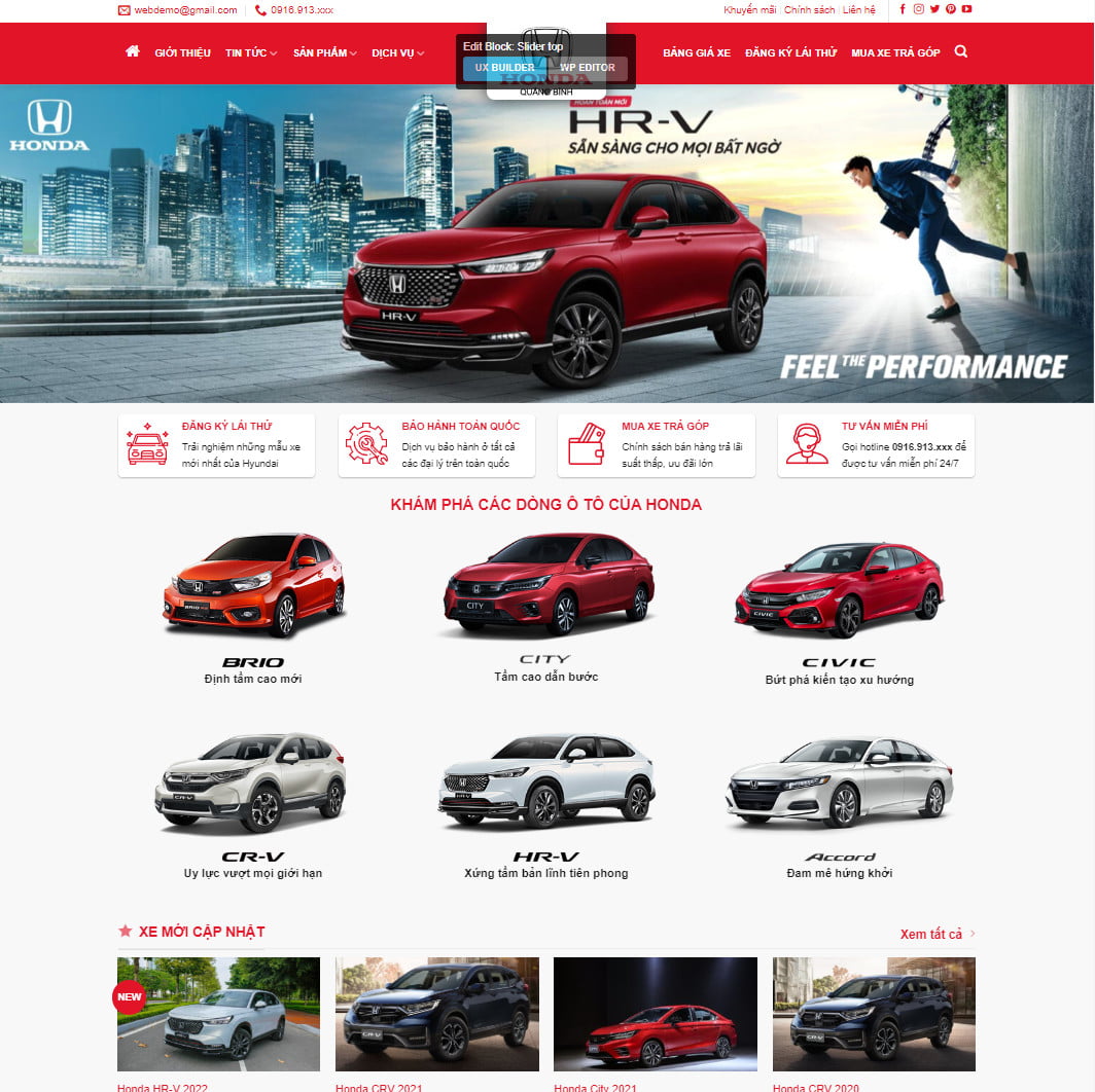 Theme wordpress bán xe honda 01
