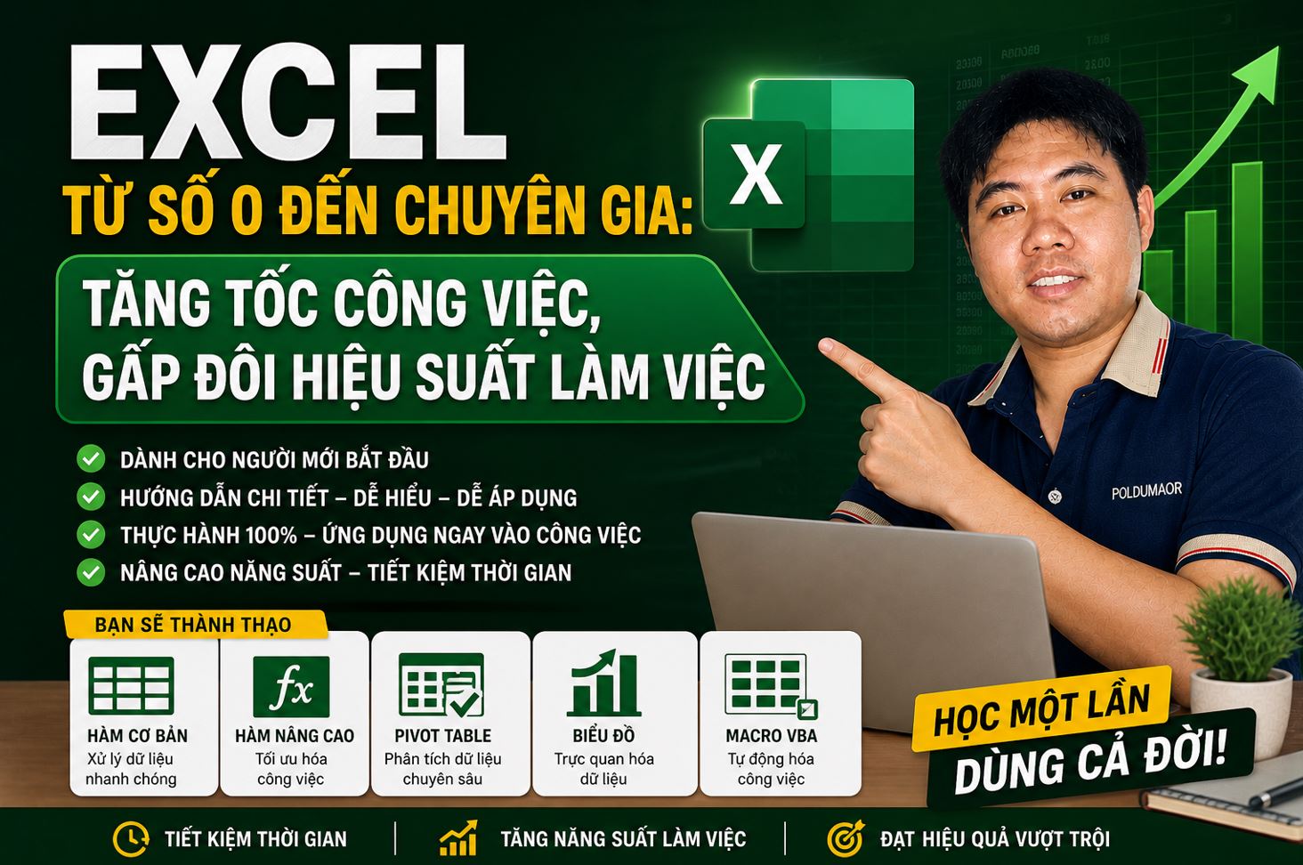 Excel Từ Số 0 Đến Chuyên Gia: Tăng Tốc Công Việc, Gấp Đôi Hiệu Suất Làm Việc