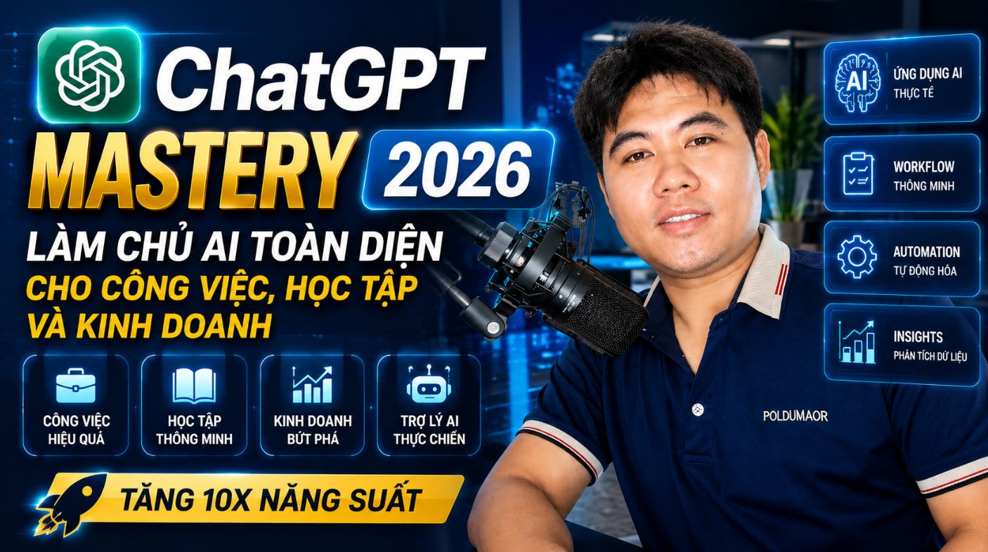 ChatGPT Mastery 2026: Làm Chủ AI Toàn Diện Cho Công Việc, Học Tập Và Kinh Doanh